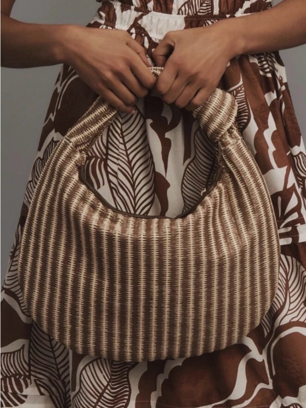 NWT - Anthropologie BRIGITTE Satchel by Melie Bianco BROWN Raffia Edition - Picture 2 of 6